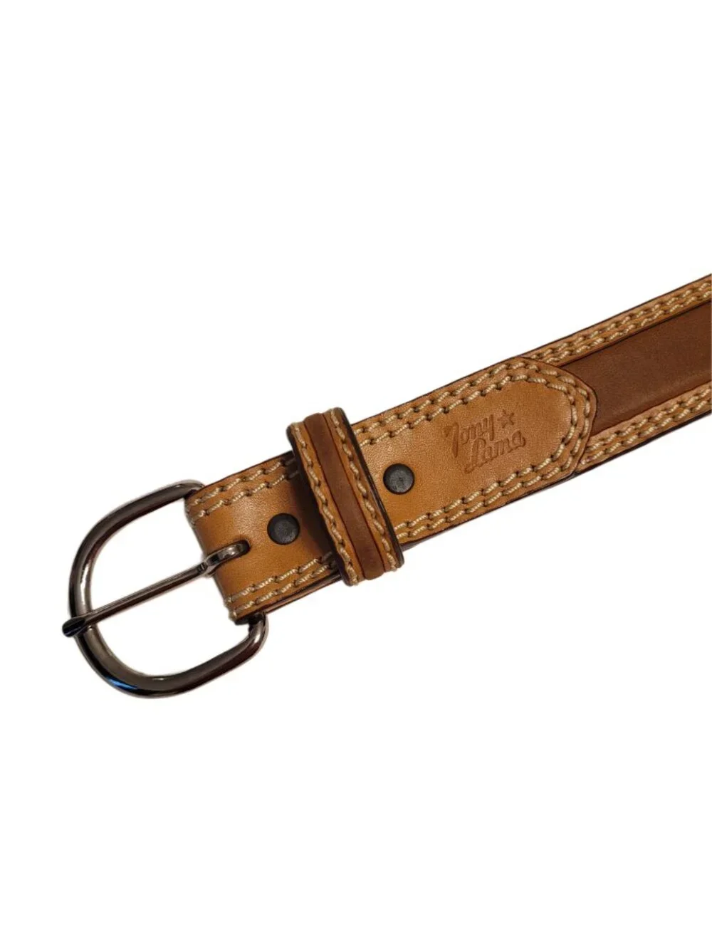 Tony Lama Double Stitch Leather Belt 1 3/8